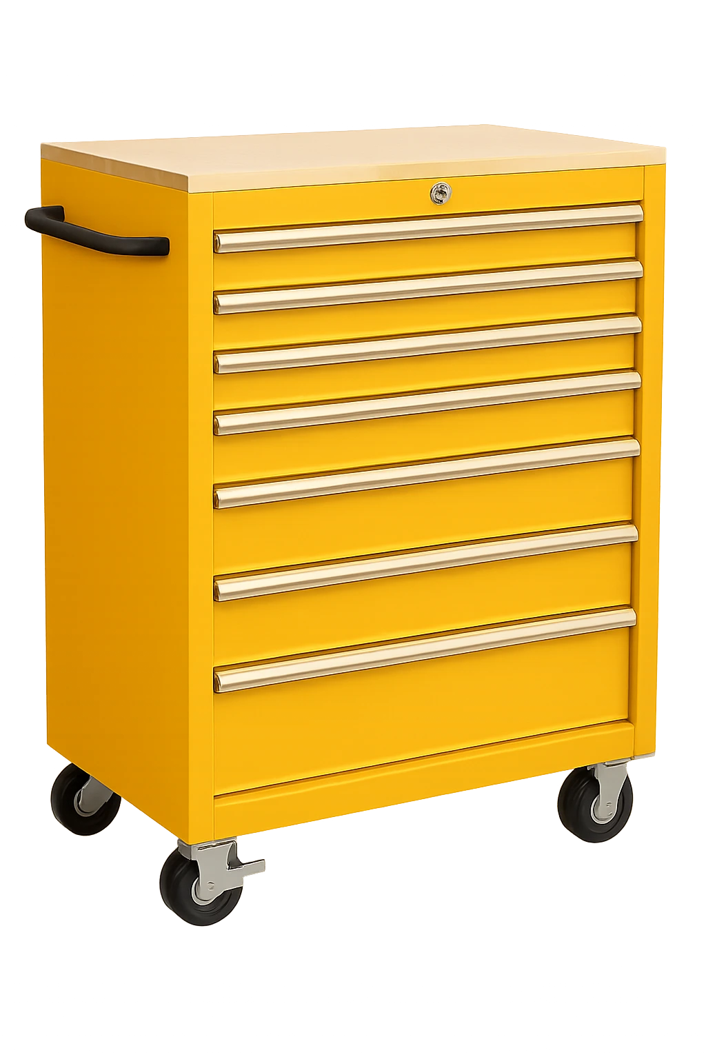 ארגז כלים מודרני גדול בצבע צהוב (‎#F5B700‎) – עיצוב מקצועי ואיכותי לאחסון כלי עבודה לנגרים ולטכנאים